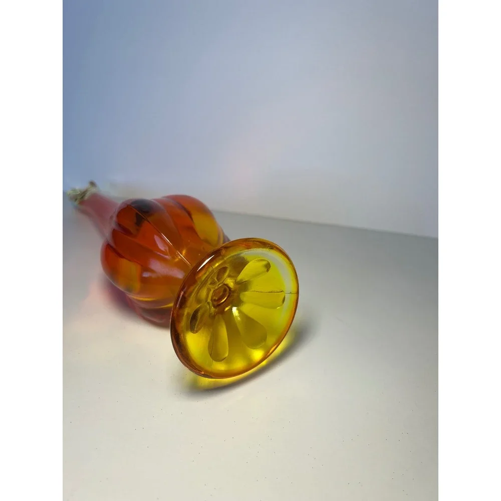 Viking Glass‎ Swung Vase Persimmon Orange Yellow 6 Petal Footed MCM 16.5 Inch